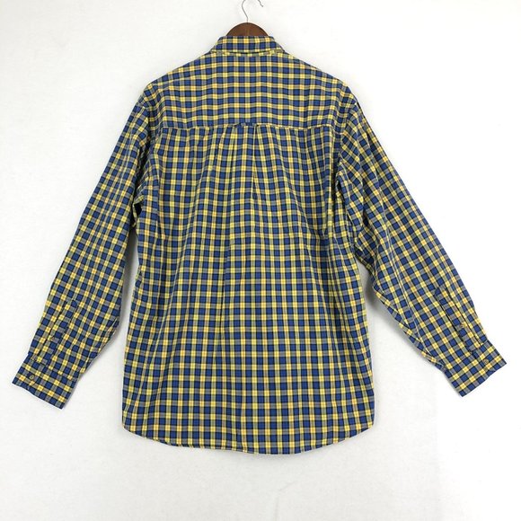 Eddie Bauer Mens Size Large Tall Blue Yellow Plaid Long Sleeve Button Down Shirt - Picture 9 of 9